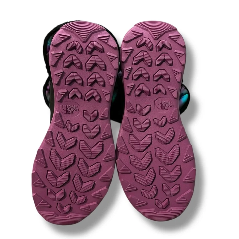 North Face Amore II Snow Boots Quilted Nylon Black Pink Big Kids 5 NEW w/box